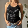 Vintage black Fashion Halterneck Top - womens small