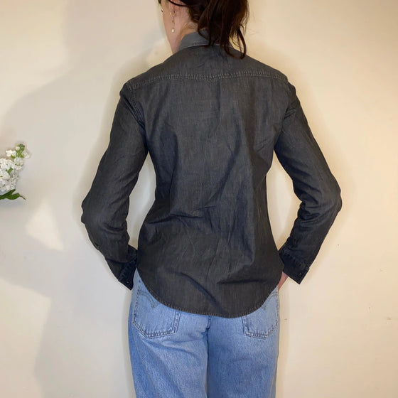 Vintage grey Armani Jeans Denim Shirt - womens medium