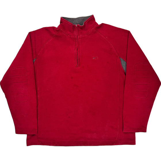 Nike Red 1/4 Zip Fleece Sweatshirt - XL - Red