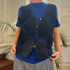 Vintage navy Dress Waistcoat - womens medium