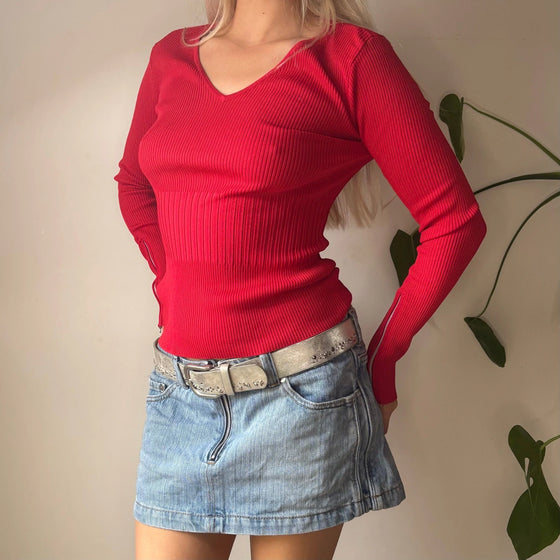 Vintage red Evis Long Sleeve Top - womens small