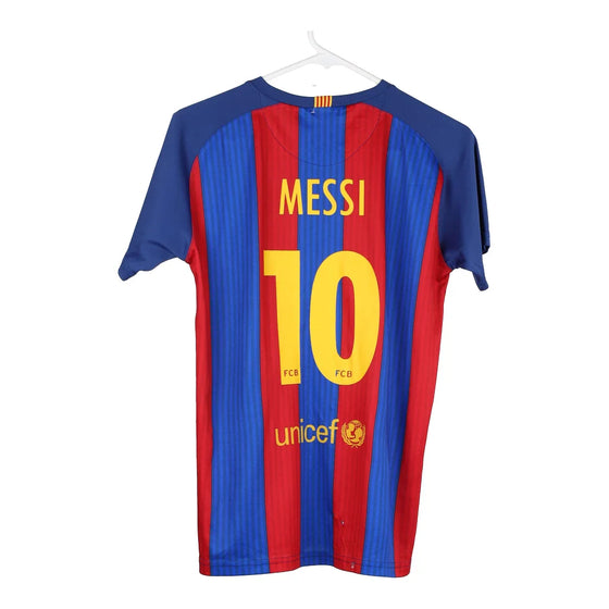 Vintage blue Age 14 FC Barcelona Messi Replica Football Shirt - boys small