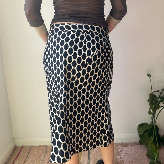 Vintage black & white Moschino Midi Skirt - womens 34" waist