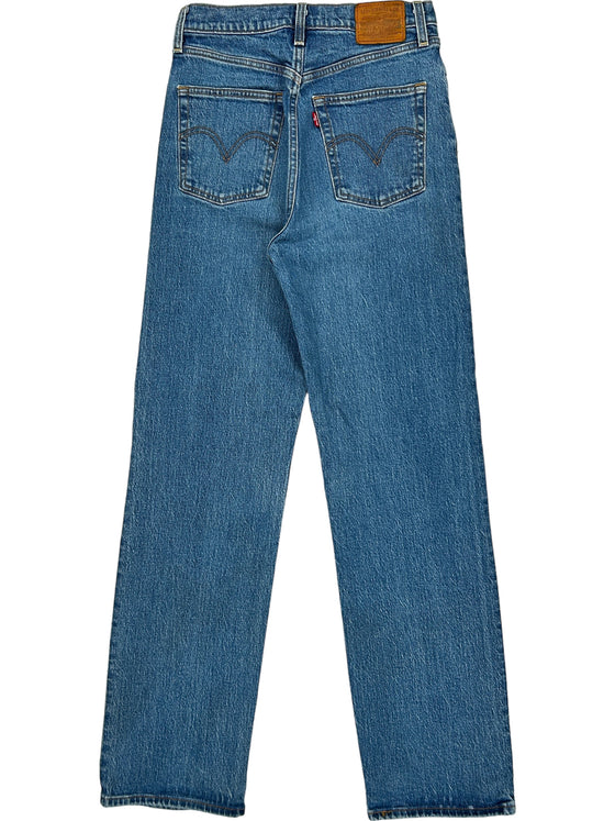 Levis Ribcage Straight Jeans - 28 - Blue Cotton