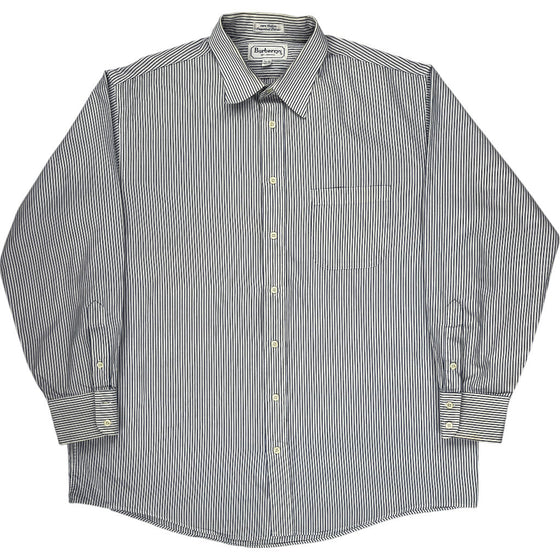 Burberrys Striped Long Sleeve Shirt - XL - Blue Cotton