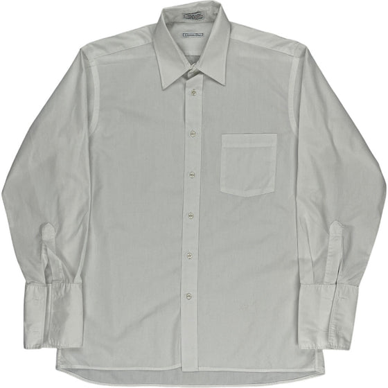 Christian Dior Long Sleeve Shirt - Large - White Cotton Blend