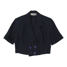  Iceberg Cropped Blazer - Large Navy Silk Blend