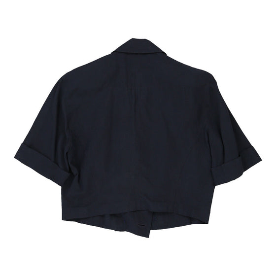 Iceberg Cropped Blazer - Large Navy Silk Blend