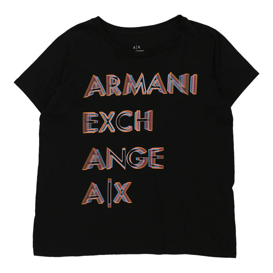 Armani Exchange Spellout T-Shirt - Large Black Cotton