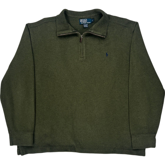 Polo Ralph Lauren 1/4 Zip Sweatshirt - Large - Green Cotton