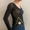 Vintage black Bloom Mesh Top - womens small