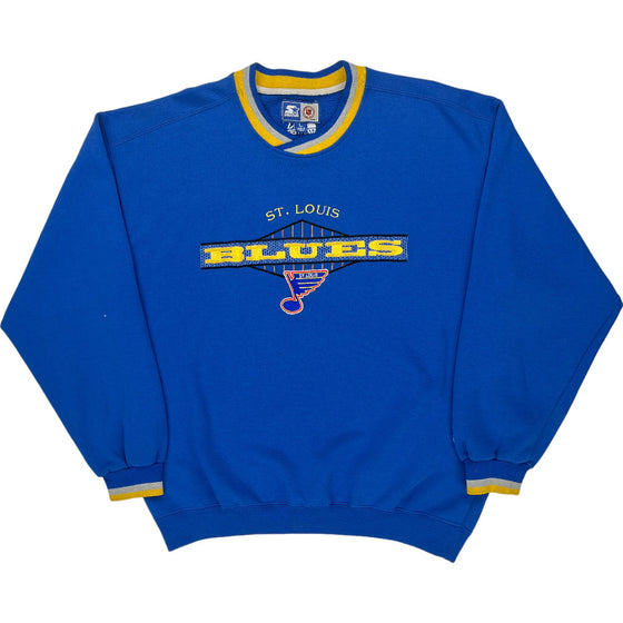 Starter St. Louis Blues Sweatshirt - Large - Blue Polyester Cotton