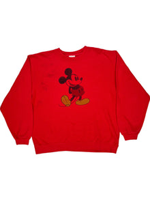  Disney Store Mickey Mouse Sweatshirt - Large - Red Cotton Blend