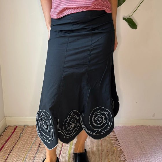 Vintage black Le Piccinotti Midi Skirt - womens 26" waist