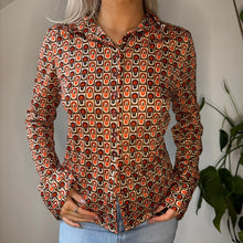  Vintage orange Stefanel Patterned Shirt - womens medium