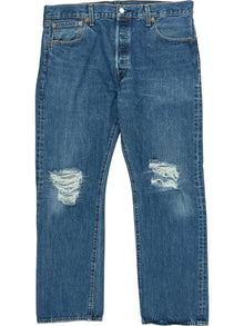  Levis 501 Distressed Jeans - W36 L30 - Blue Cotton