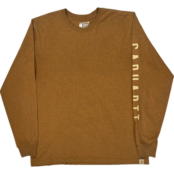 Carhartt Relaxed Fit Long Sleeve T-Shirt - Large - Brown Cotton Blend