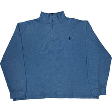  Polo Ralph Lauren Estate Rib 1/4 Zip Sweatshirt - XL - Blue Cotton Blend