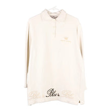  Vintage cream Galerie Blanche Long Sleeve Polo Shirt - womens x-large