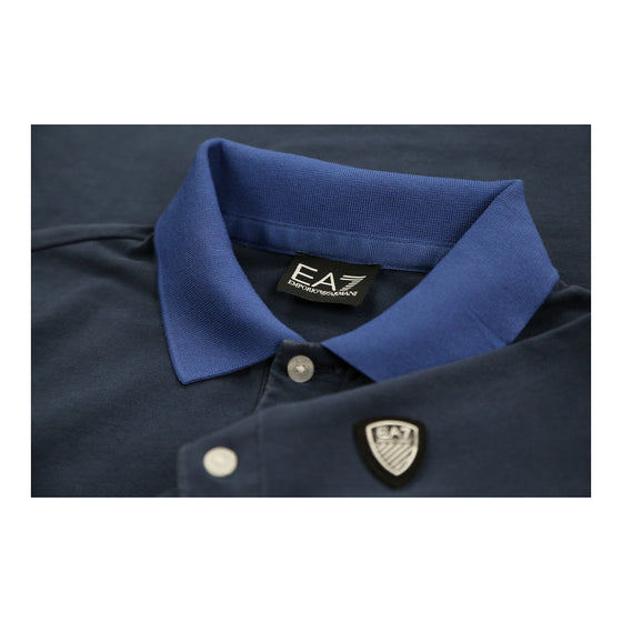 Ea7 Polo Shirt - Medium Navy Cotton Blend