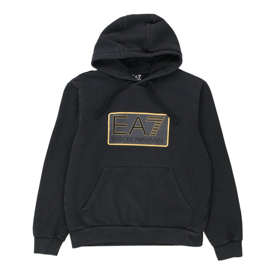 Ea7 Spellout Hoodie - Small Black Cotton