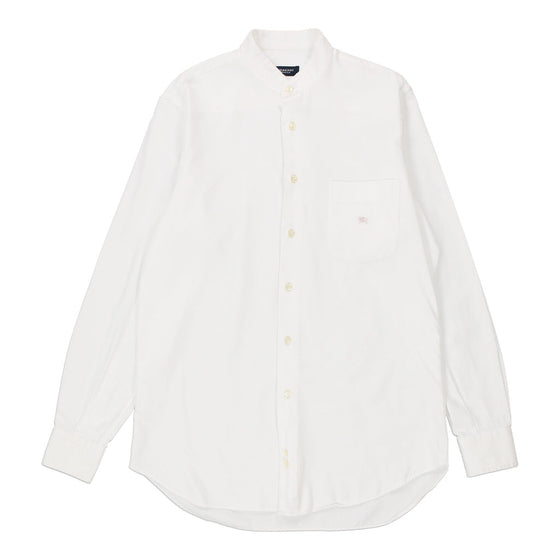 Burberry London Collarless Shirt - Large White Cotton