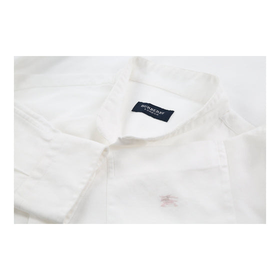 Burberry London Collarless Shirt - Large White Cotton