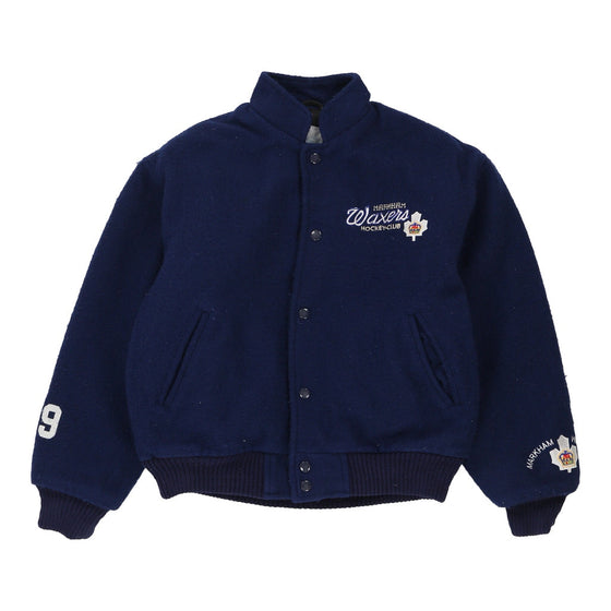 Vintage navy Waxers Hockey Club Ironhead Varsity Jacket - mens x-small