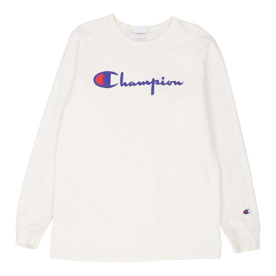 Vintage white Champion Long Sleeve T-Shirt - mens large