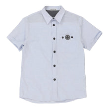  Age 12 Spring / Summer 2010 Stone Island Short Sleeve Shirt - Medium Blue Cotton Blend