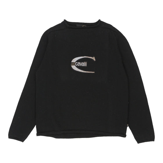 Just Cavalli Spellout Sweatshirt - Large Black Cotton