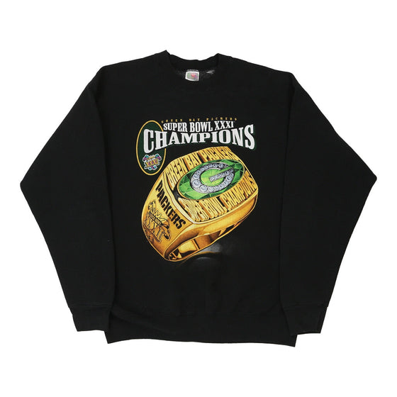 Vintage black Super Bowl XXXI Green Bay Packers Fruit Of The Loom Sweatshirt - mens x-large