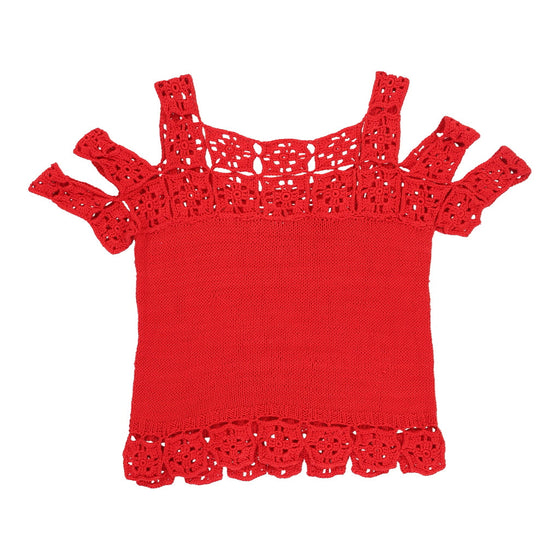 Unbranded Crochet Top - Medium Red Cotton crochet top Unbranded   