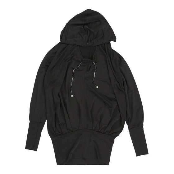 Stefanel Baggy Hoodie - Medium Black Polyester Blend hoodie Stefanel   