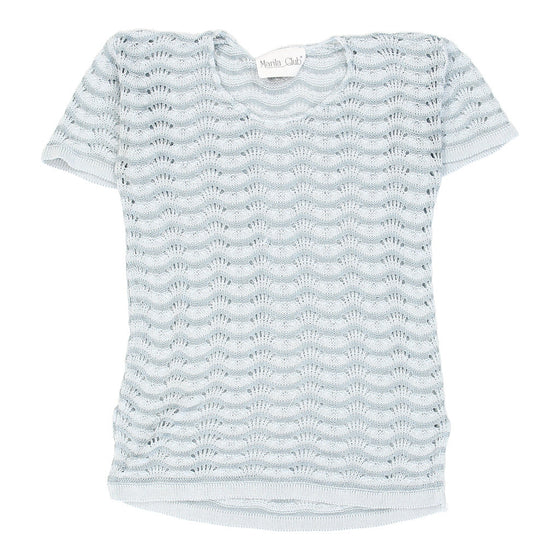 Marila Club Crochet Top - Medium Blue Viscose Blend - Thrifted.com