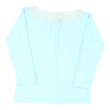  Angelo Marani Long Sleeve Top - Medium Blue Nylon Blend - Thrifted.com