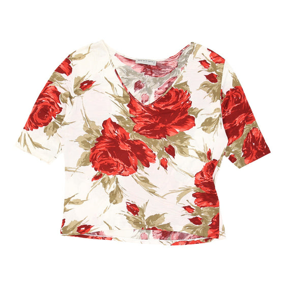 New Nath Nath Floral Top - Large White Viscose Blend - Thrifted.com