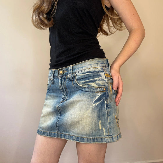 Vintage blue Yes Miss Denim Skirt - womens 30" waist