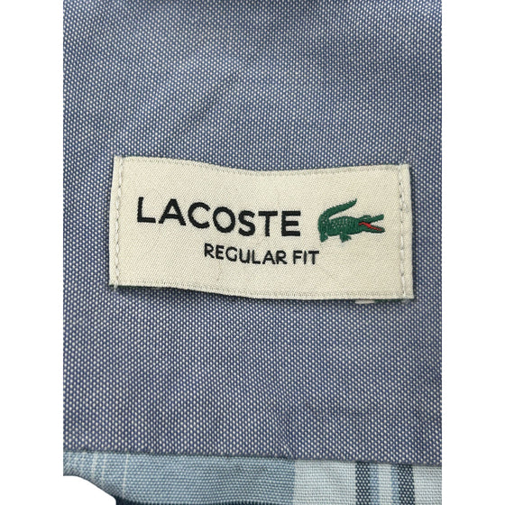 Lacoste Plaid Long Sleeve Shirt - Medium - Blue Cotton Blend