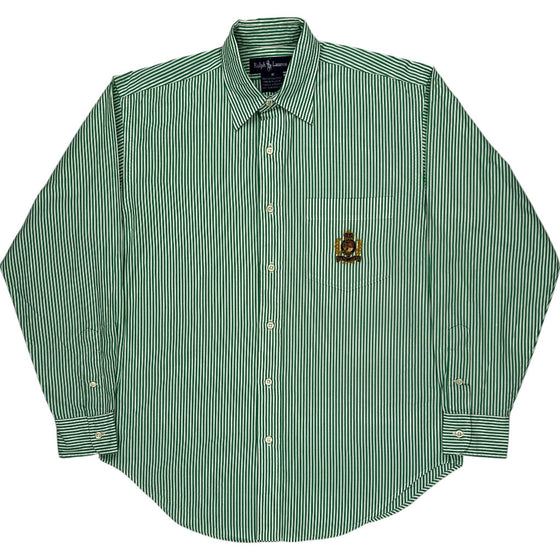 Age 8 Ralph Lauren Striped Shirt - 10 - Green Cotton