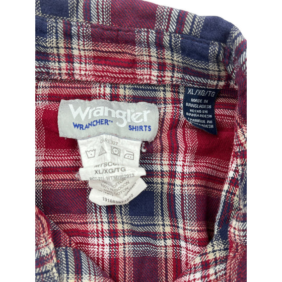 Wrangler Plaid Long Sleeve Shirt - XL - Red Cotton