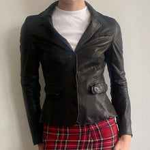  Vintage black Burberry Brit Leather Jacket - womens x-small