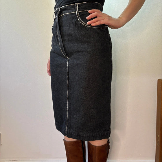 Vintage black Les Copains Denim Skirt - womens 26" waist