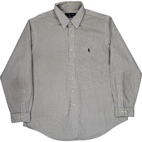 Ralph Lauren Custom Fit Striped Shirt - XL - Black & White Cotton