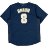 Age 10-12 Majestic Milwaukee Brewers Baseball Jersey - Large - Navy Polyester