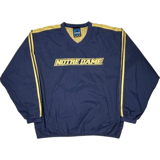 Adidas Notre Dame Pullover Windbreaker - XL - Navy Polyester