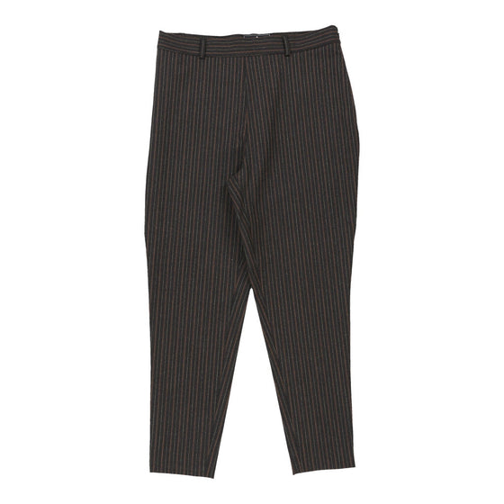 Les Copains Striped Trousers - 32W UK 14 Brown Cotton