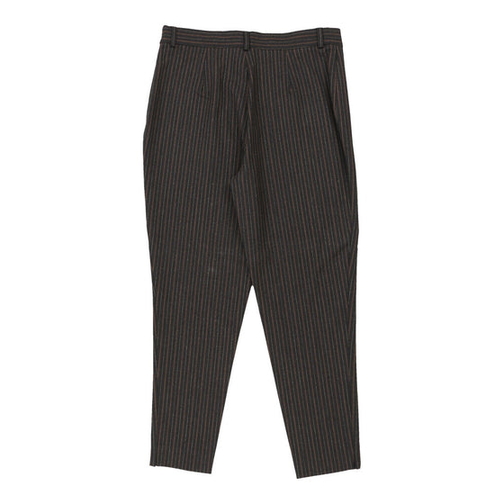 Les Copains Striped Trousers - 32W UK 14 Brown Cotton