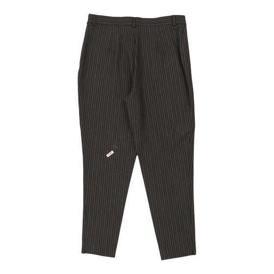 Les Copains Striped Trousers - 32W UK 14 Brown Cotton