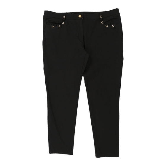 Cavalli Class Cropped Trousers - 42W UK 22 Black Cotton